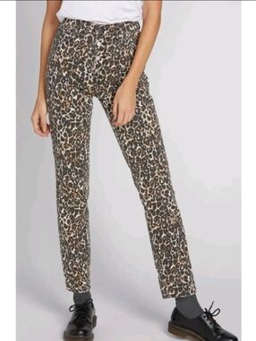 Y2K Volcom Super Stoned Leopard Print Ankle Skinny Jeans, Size 11, EUC!